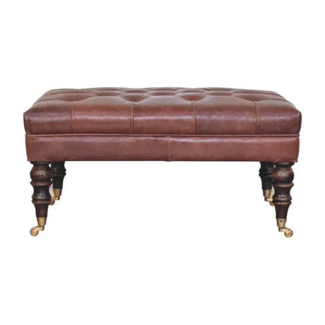 Buffalo - Leather Ottoman With Castor Legs - Furniture Home Direct