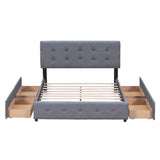 Upholstered Platform Bed With Classic Headboard And Drawers, No Box Spring Needed - Furniture Home Direct