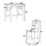 Dining Set Drop Leaf Counter Height With 2 Chairs White Gray - Furniture Home Direct
