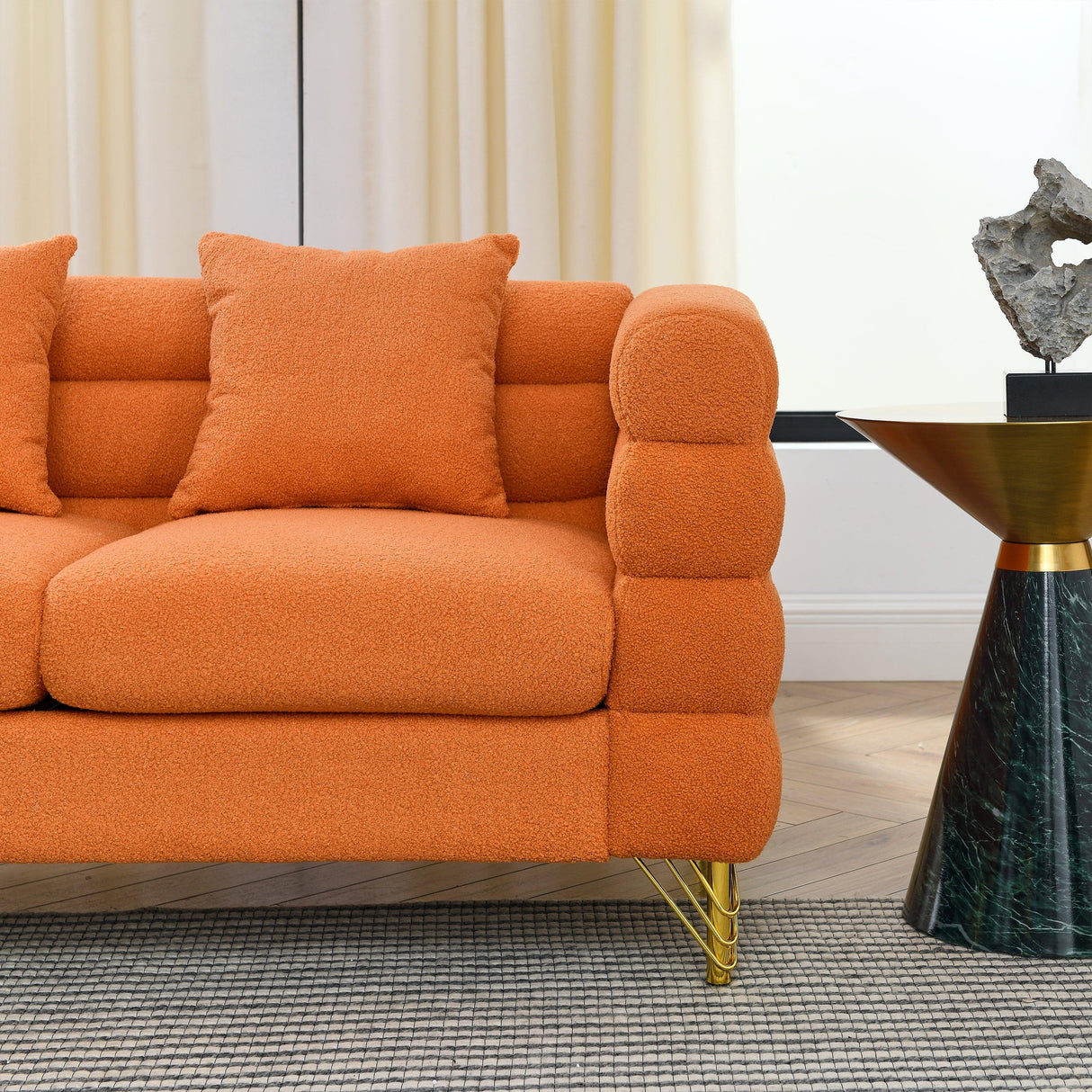 2 PC Living Room Set ( 2 Sofas) - Orange - Furniture Home Direct