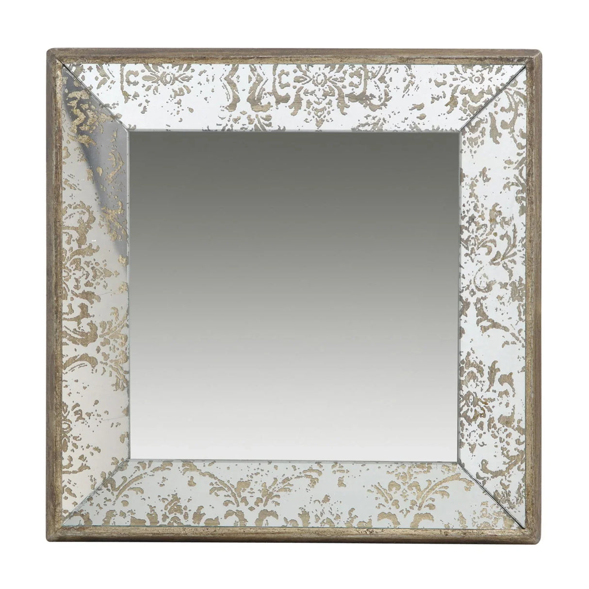 Antique Rectangle Mirror With Floral Accents, Mirrored Display Tray, Hanging Wall Mirror - Furniture Home Direct