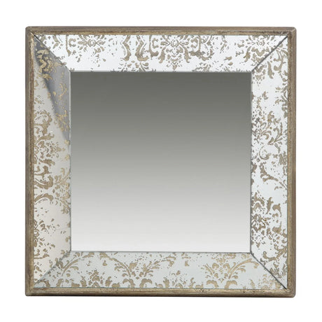 Antique Rectangle Mirror With Floral Accents, Mirrored Display Tray, Hanging Wall Mirror - Furniture Home Direct