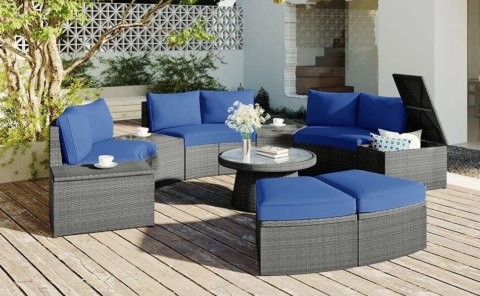 Semi-Circle Outdoor Sectional Set - Furniture Home Direct