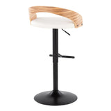 Grotto - Contemporary Adjustable Barstool With Swivel & Straight T Footrest (Set of 2) - Furniture Home Direct