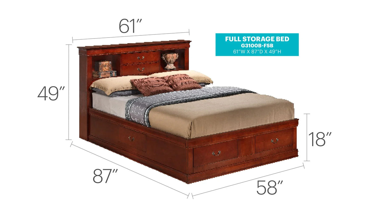 Louis Phillipe - Bookcase Storage Bed - Furniture Home Direct