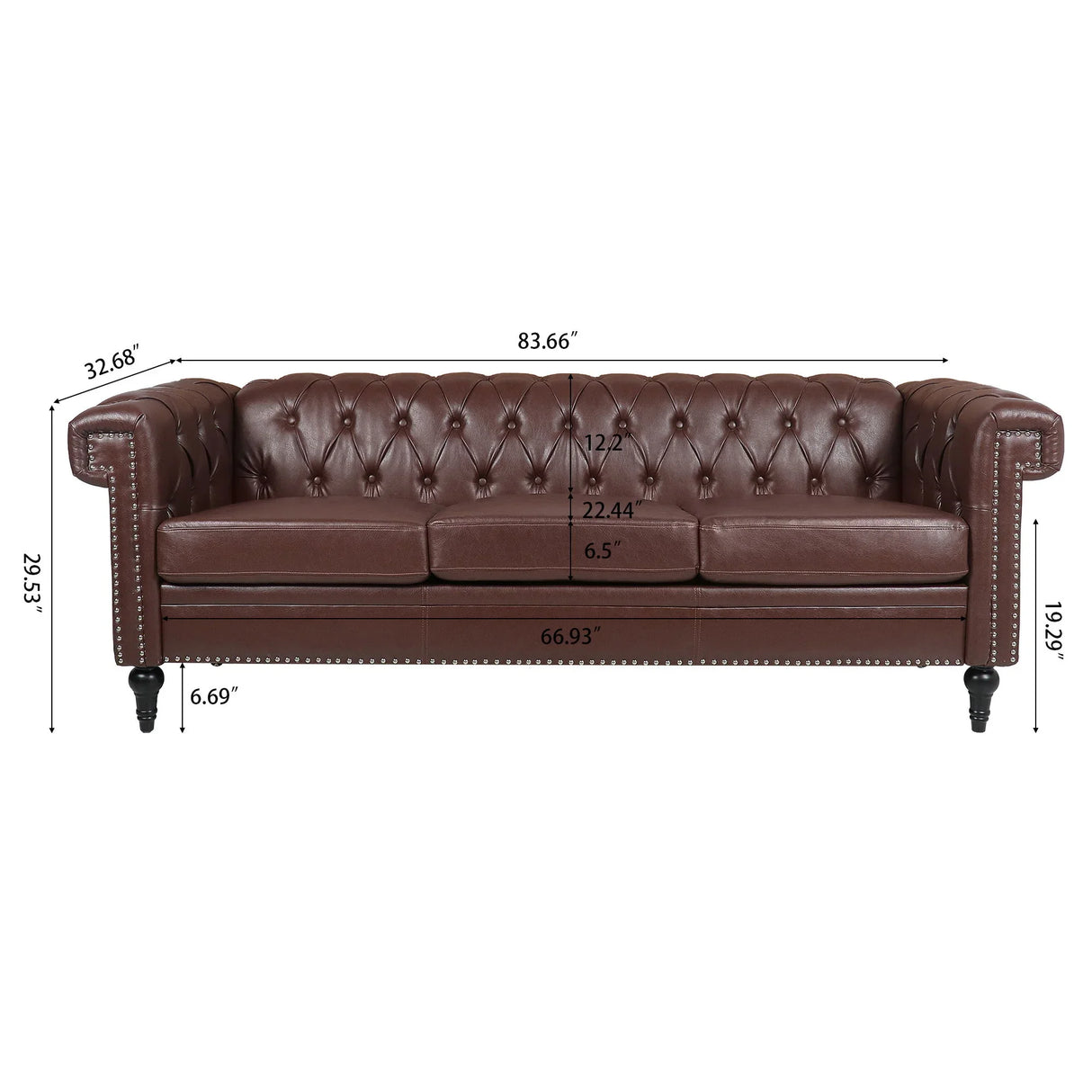 Traditional Square Arm Removable Cushion 3 Seater Sofa - Furniture Home Direct