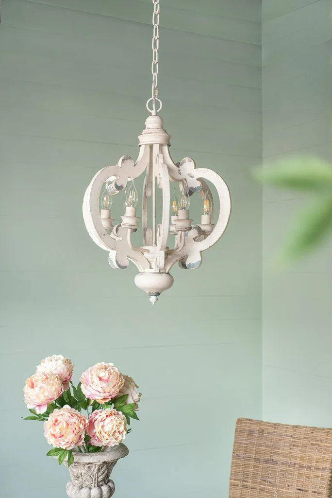 Farmhouse Chandelier, 6 Light Wood Chandelier Pendant Light Fixture With Adjustable Chain For Dining Room Living Room Entryway, Bulb Not Included - Furniture Home Direct