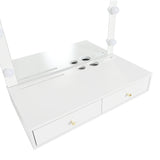 Floating Vanity Desk With Lighted Mirror And Drawers White - Furniture Home Direct