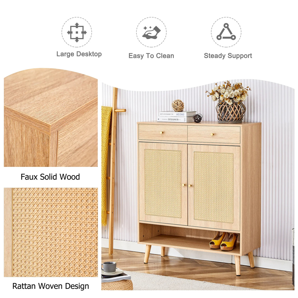 Modern Rattan Shoe Cabinet - Furniture Home Direct