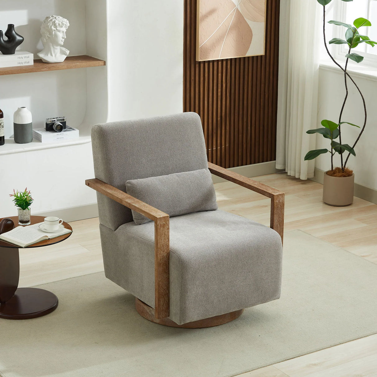 Swivel Modern Upholstered Accent Chair With Armrests - Furniture Home Direct