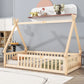 Tent-Shaped Floor Bed, Teepee Bed With Guardrails, Slats - Furniture Home Direct
