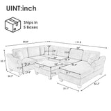 Contemporary U - Shaped Sectional Sofa With Movable Storage Ottoman - Furniture Home Direct