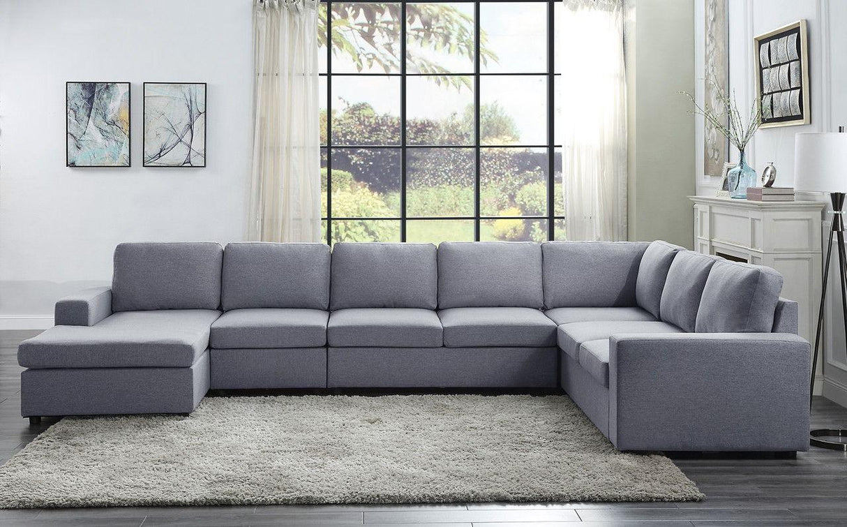 Tifton - Linen 7 Seat Reversible Modular Sectional Sofa Chaise - Furniture Home Direct