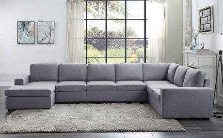 Tifton - Linen 7 Seat Reversible Modular Sectional Sofa Chaise - Furniture Home Direct