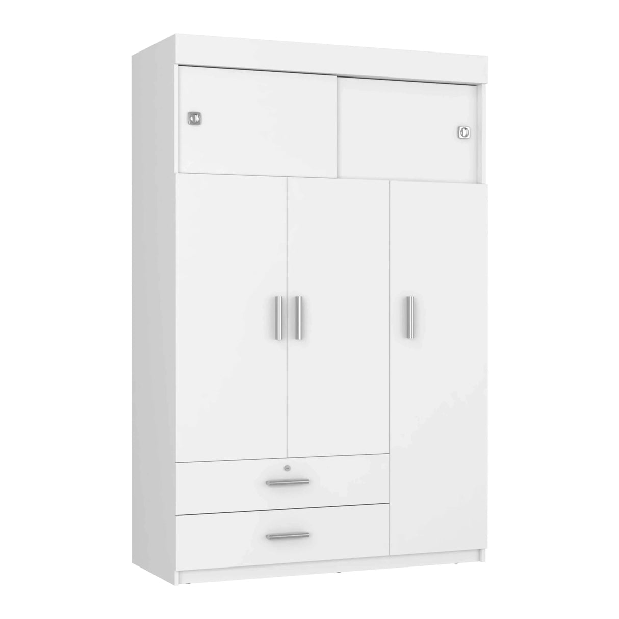 Armoire With Upper Cabinets And Dresser Two Piece Set White - Furniture Home Direct