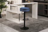 Counter Stool Set Round Upholstered Bar Stools Kitchen Blue - Furniture Home Direct