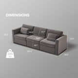 Modern Cotton Linen Modular Sectional Sofa, with Pillows - Dark Gray - Furniture Home Direct