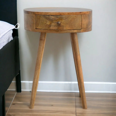 Nordic Chestnut Circular Nightstand - Furniture Home Direct