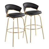 Jie - Fixed Height Contemporary Barstool With Swivel With Round Footrest (Set of 2) - Furniture Home Direct