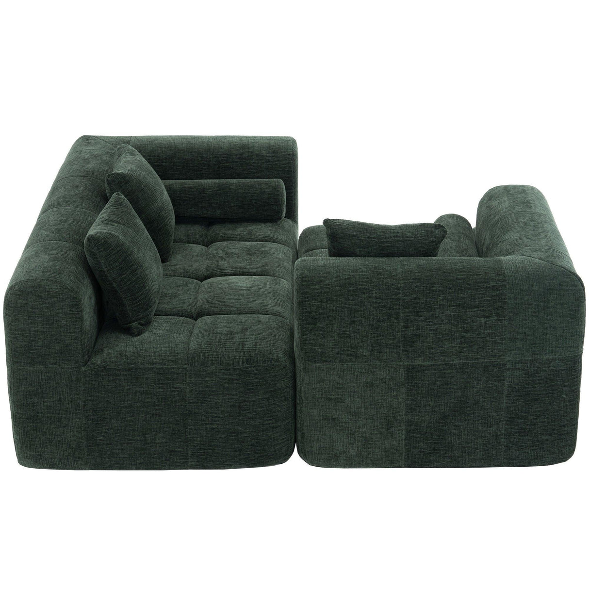 Sectional Sofa Modular Tufted Chenille Upholstery Green - Furniture Home Direct