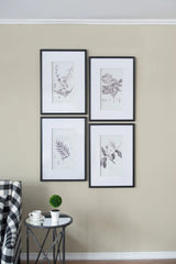 Botanical Wall Art Prints, Home Decor For Living Room Dining Room, Bedroom, Hallway (Set of 4) - White / Black - Furniture Home Direct