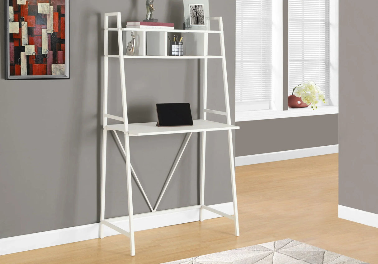 Computer Desk For Home Office, Laptop, Leaning, Storage Shelves, Contemporary & Modern - White - Furniture Home Direct