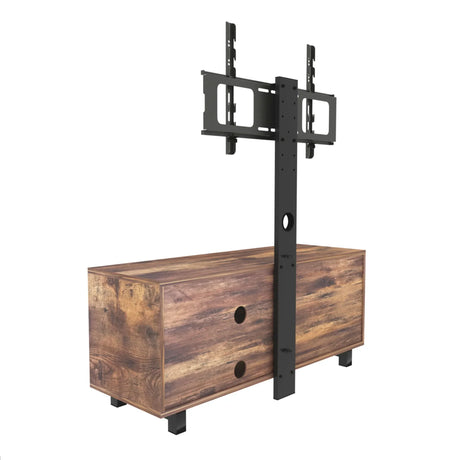 Rustic Brown TV Console With Push-To-Open Storage Cabinet For TV, Wood & Glass TV Stand For Living Room Bedroom - Rustic Brown - Furniture Home Direct
