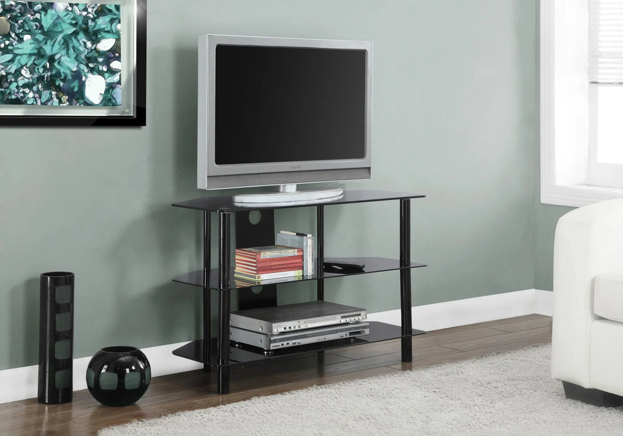 TV Stand, 36 Inch, Console, Media Entertainment Center, Storage Shelves, Contemporary & Modern - Black - Furniture Home Direct