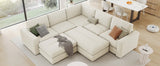 121.3" Modular Sleeper Sectional - Beige - Furniture Home Direct