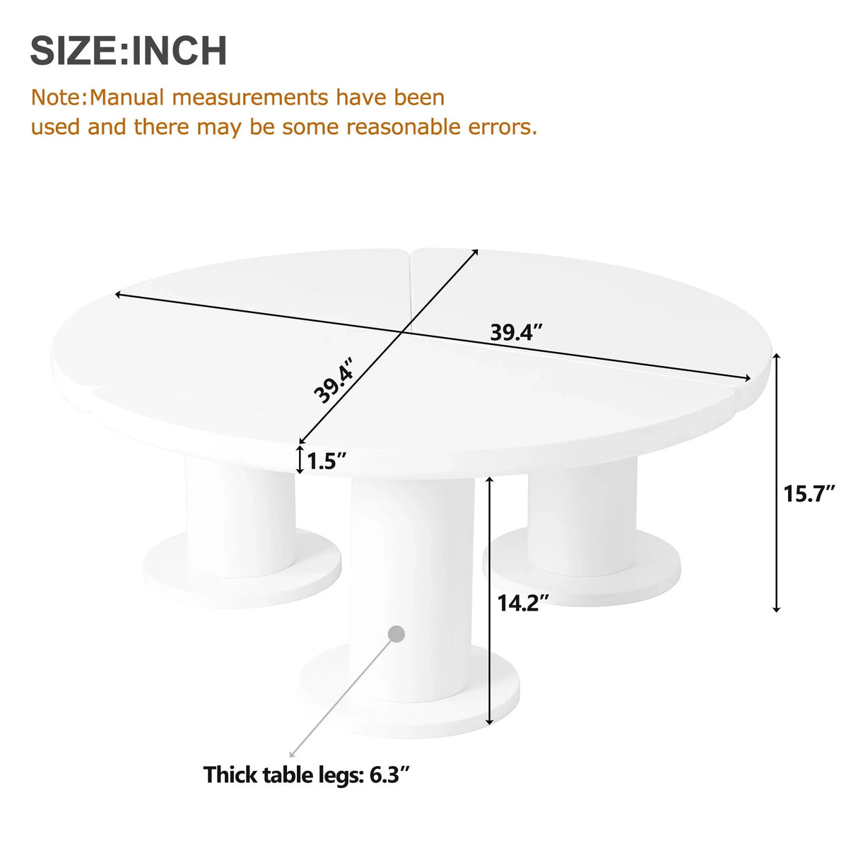 Round Petal Shaped Coffee Table With 3 Thick Legs - Furniture Home Direct