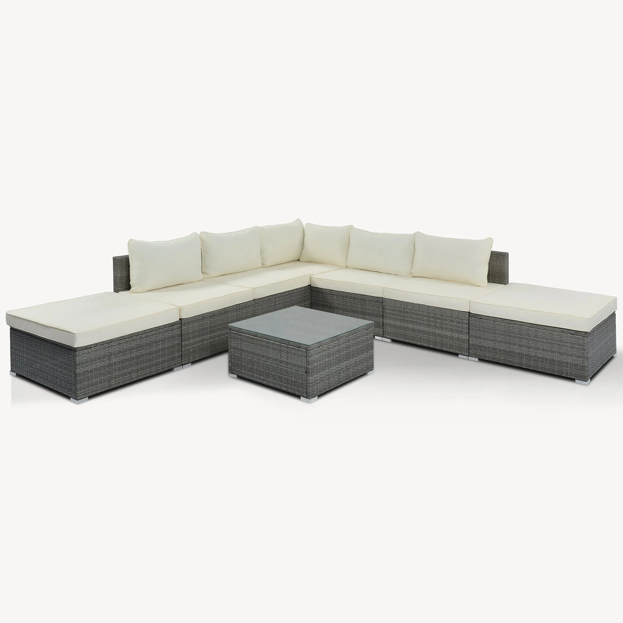 8 Pieces Outdoor Patio Furniture Conversation Wicker Sofa Set - Furniture Home Direct