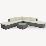 8 Pieces Outdoor Patio Furniture Conversation Wicker Sofa Set - Furniture Home Direct