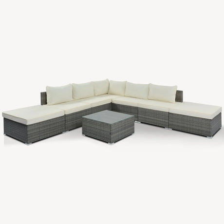 8 Pieces Outdoor Patio Furniture Conversation Wicker Sofa Set - Furniture Home Direct