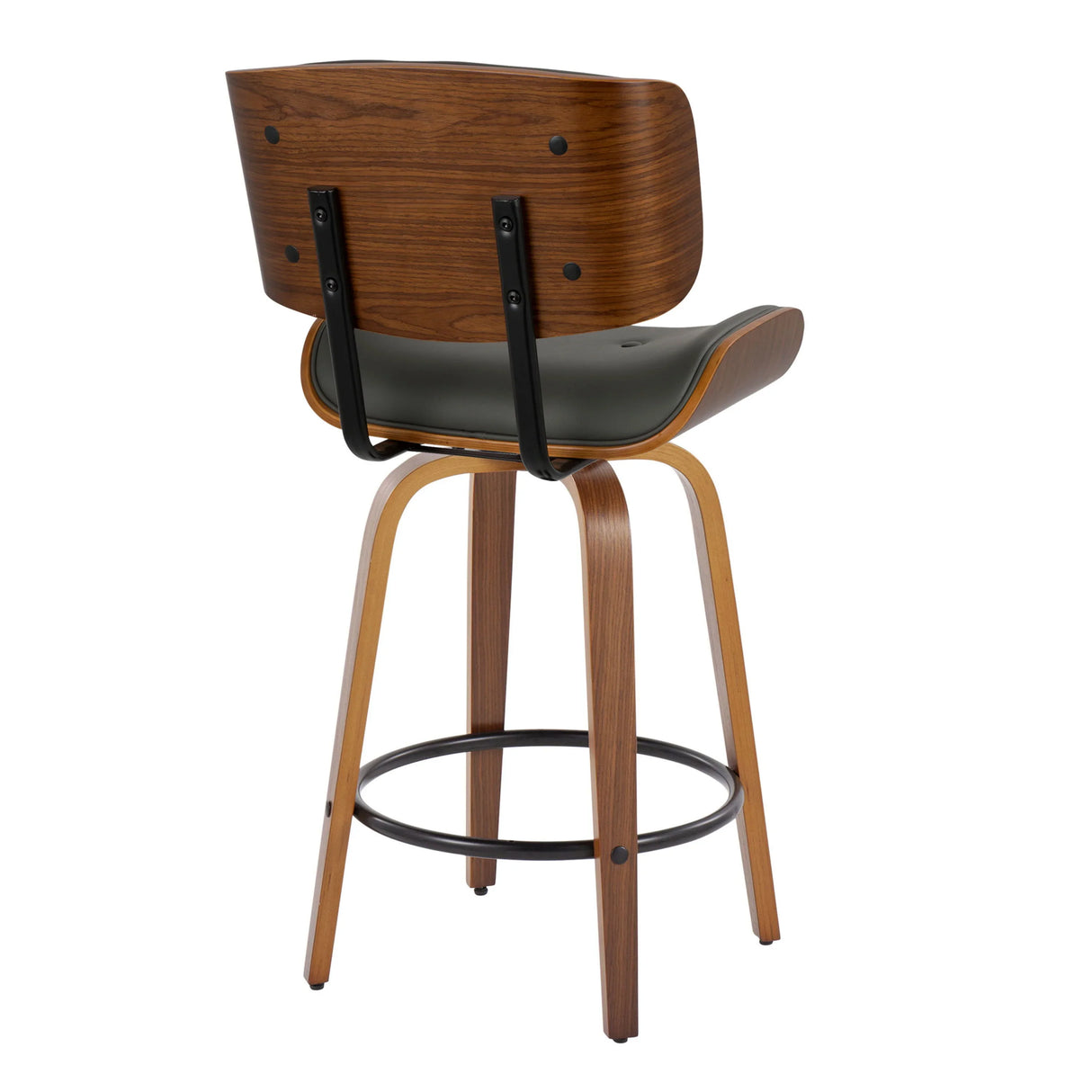 Lombardi - Mid-Century Modern Fixed Height Counter Stool With Swivel With Round Footrest (Set of 2) - Furniture Home Direct