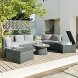 10 Piece Outdoor Sectional Half Round Patio Rattan Sofa Set - Furniture Home Direct
