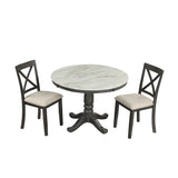 Dining Set Marble Table With Upholstered Chairs Gray - Furniture Home Direct