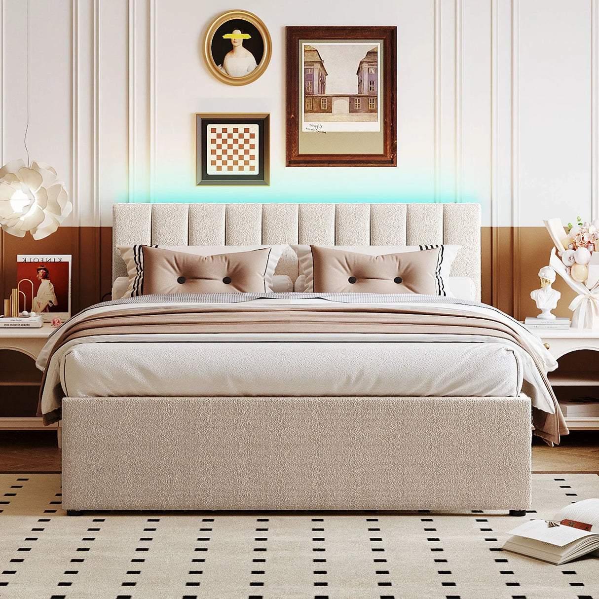 Upholstered Platform Bed With Trundle - Furniture Home Direct