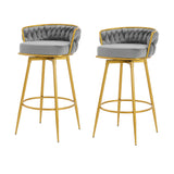 Bar Stools Set Of 2 Swivel Counter Height Gold Frame Grey - Furniture Home Direct