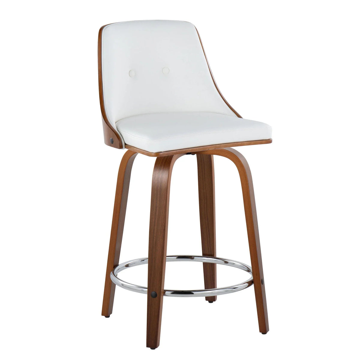 Gianna - Mid-Century Modern Fixed Height Stool With Swivel With Round Footrest (Set of 2) - Furniture Home Direct