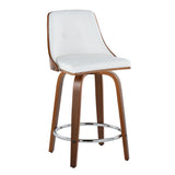 Gianna - Mid-Century Modern Fixed Height Stool With Swivel With Round Footrest (Set of 2) - Furniture Home Direct