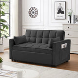 Modern Velvet Convertible Loveseat Futon Sofa With Pullout Bed, Reclining Backrest - Furniture Home Direct