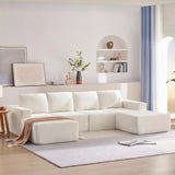 Modular U Shaped Sectional With Ottomans, Luxury Cloud Floor Couch With Deep Seat Fully Compressed Upholstered Sofa - Furniture Home Direct