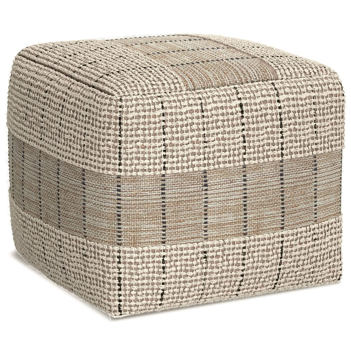 Elmer - Square Woven Pouf - Natural / Gray - Furniture Home Direct