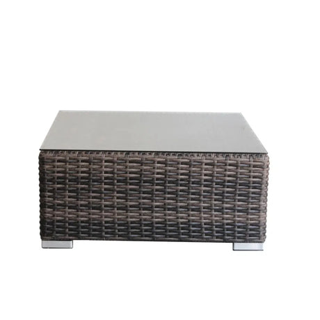 Square Coffee Table With Rustproof Frame And Clear Top - Brown Mix - Furniture Home Direct