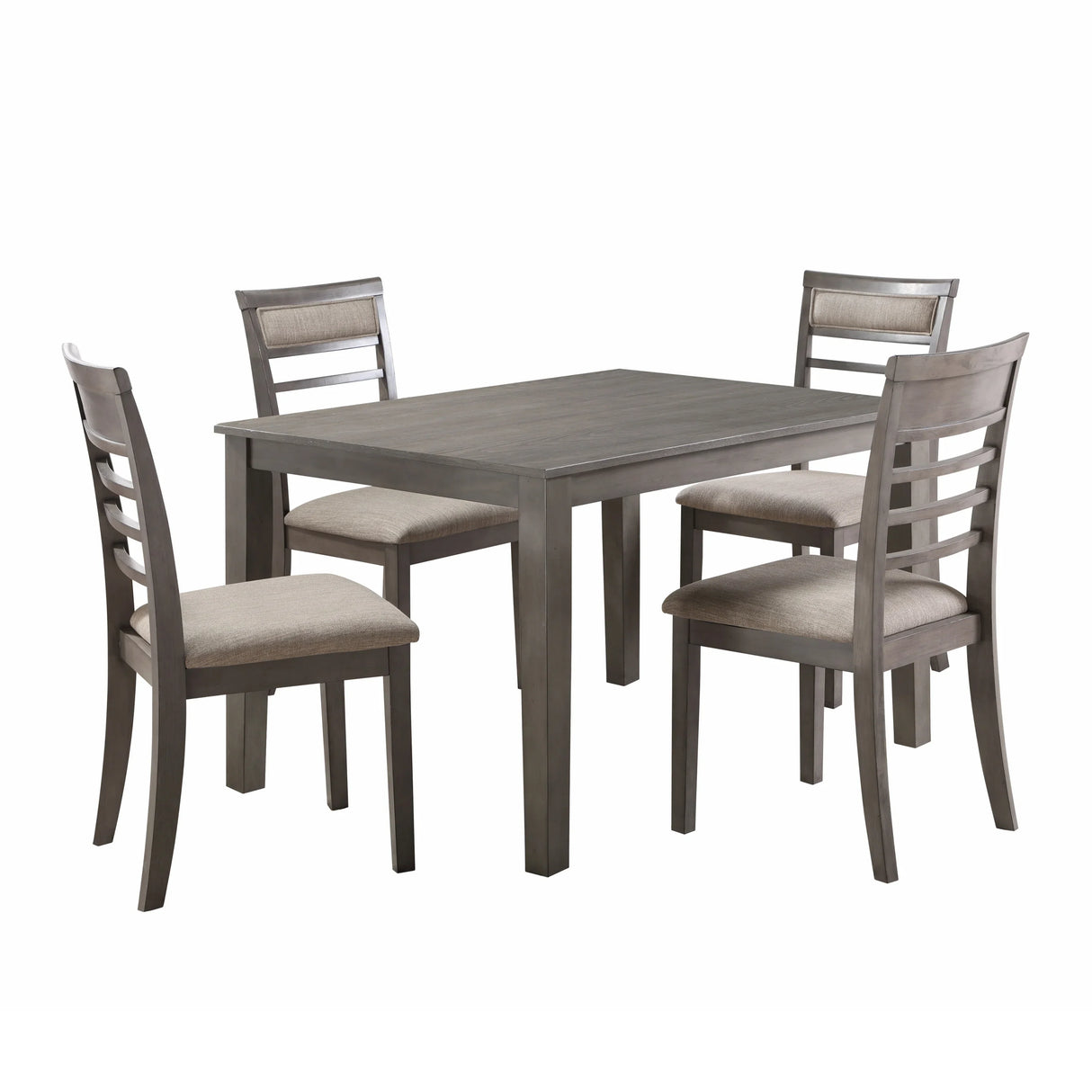 Dining Set Rectangular Table with Padded Chairs Gray - Furniture Home Direct