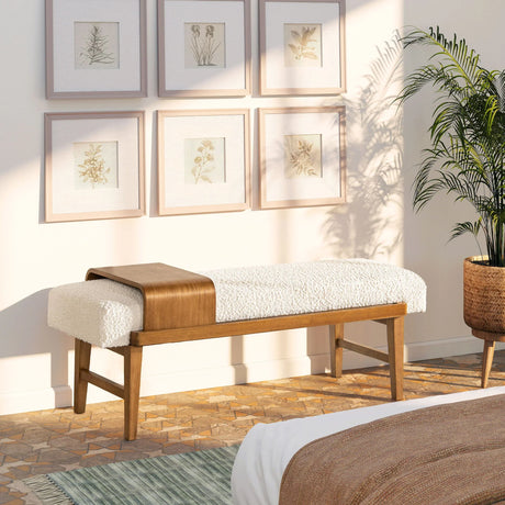 Billie - Modern Telephone Bench With Sliding Shelf - Ivory White - Furniture Home Direct