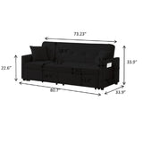 3 In 1 Convertible Sleeper Sofa Bed, Reclining Backrest, Pillows, Pockets - Furniture Home Direct