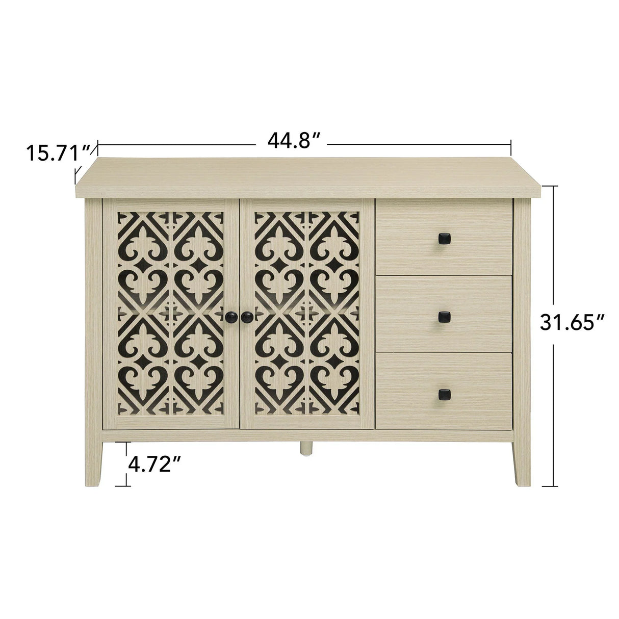 Hollowed Out Cabinet With 2 Door 3 Drawers, American Furniture, Suitable For Bedroom, Living Room, Study - Natural - Furniture Home Direct