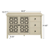 Hollowed Out Cabinet With 2 Door 3 Drawers, American Furniture, Suitable For Bedroom, Living Room, Study - Natural - Furniture Home Direct