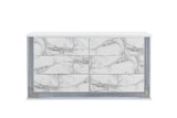 Moon 5 Piece White Marble King Bedroom Set(Inludes King Bed,Dresser,Mirror,Nightstand,Chest) - Furniture Home Direct